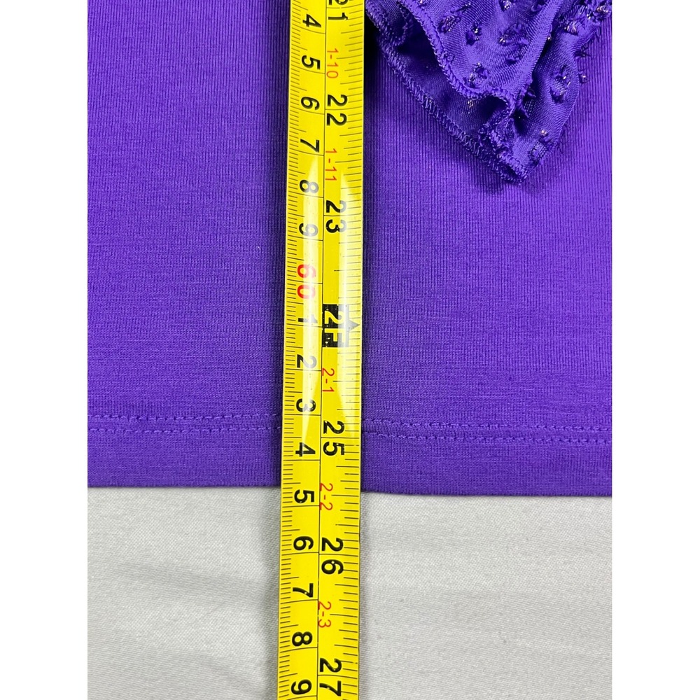 Talbots Purple Smocked Mock Neck Top Metallic Swiss Dot Sheer Sleeve Womens Med - Picture 4 of 7
